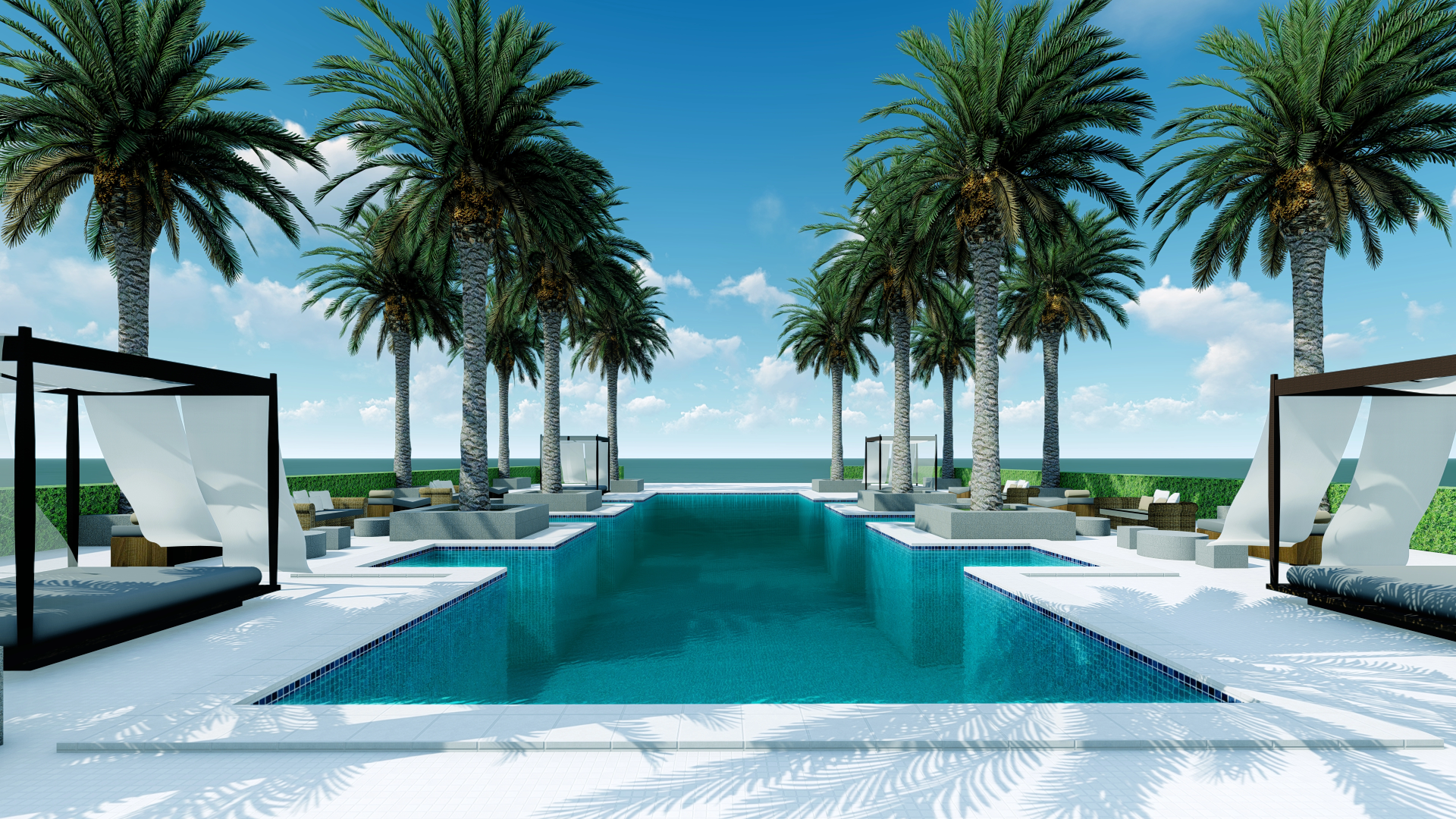 A pool with palm trees